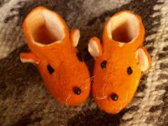 Babyshoes "mice" orange